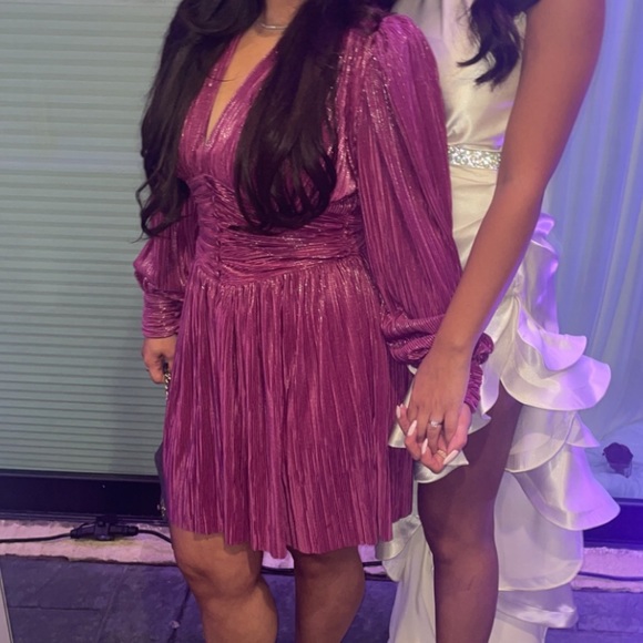 Sabina Musayev Shaya Purple Metallic Mini Dress - Picture 4 of 4